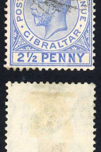 Gibraltar SG94 2 1/2d Bright Blue Wmk Script CA Cat 60 pounds