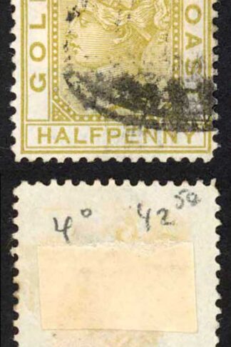 Gold Coast SG4 1/2d Olive yellow Wmk Crown CC used Cat 45 pounds