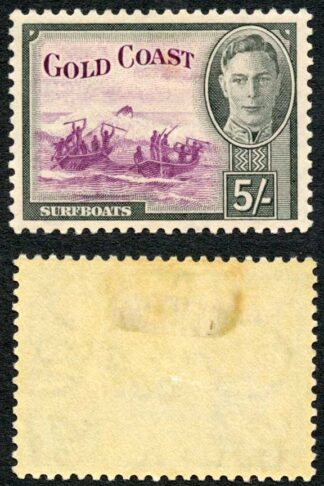 Gold Coast SG145 1948 5/- M/M (toned) Cat 48 pounds