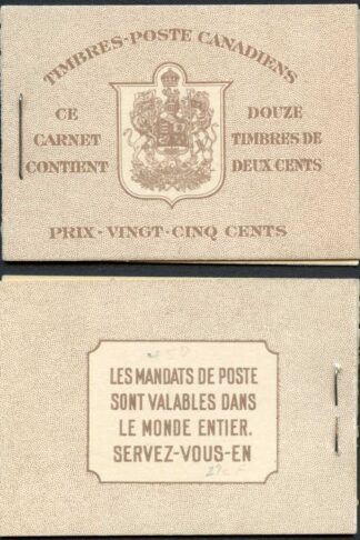 Canada Booklet SGSB34a 25c French text Cat 85 pounds