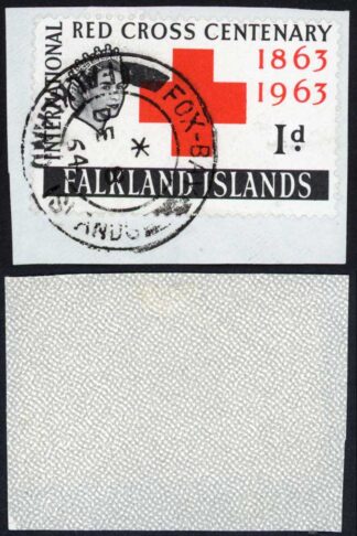 Falkland Is 1d Red Cross fine FOX BAY Datestamp