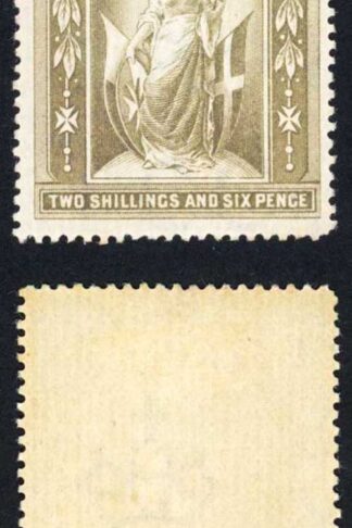 Malta SG34 2/6 Olive-grey wmk Crown CC M/M Cat 50 pounds