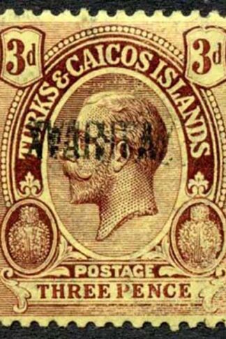 Turks and Caicos SG144a 3d opt WAR STAMP (Middle) DOUBLE M/M Cat 50 pounds