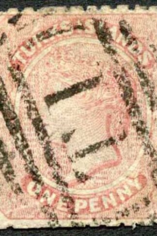 Turks and Caicos SG1 1d Dull Rose No Wmk Perf 11-12.5 Cat 60 pounds