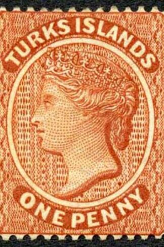 Turks and Caicos SG55 1d Orange-brown Wmk Crown CA (reversed) m/m Cat 100 pounds