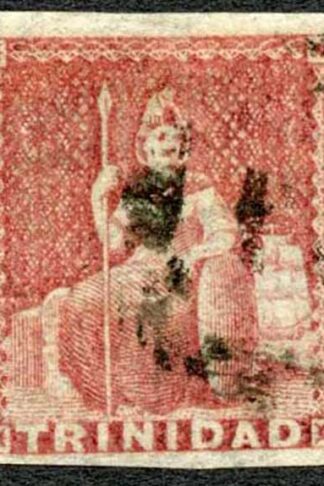 Trinidad and Tobago SG12 (1d) Rose Red White paper Cat 75 pounds