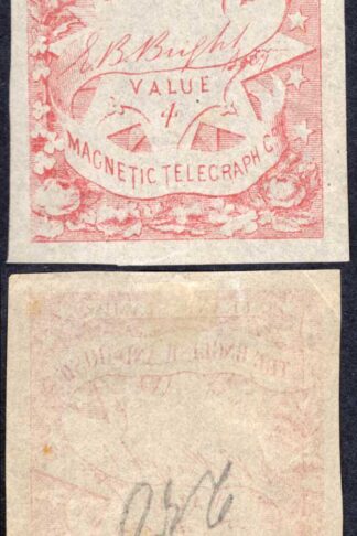 Private Telegraph FRANK STAMP 4/- PROOF ERROR /- missing