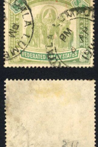 Malay SG48a 1 dollar Green and Pale green Wmk Mult CA Cat 55 pounds