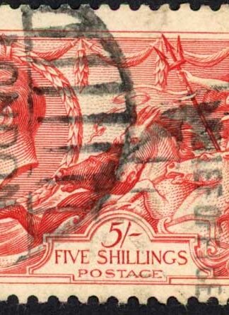 SG416 5/- Rose-red Bradbury Seahorse Fine used Cat 135 pounds