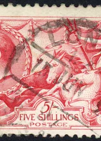 SG416 5/- Rose-red Bradbury Seahorse Fine used Cat 135 pounds