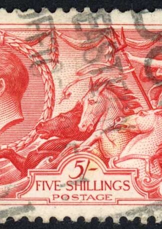 SG416 5/- Rose-red Bradbury Seahorse Fine used Cat 135 pounds