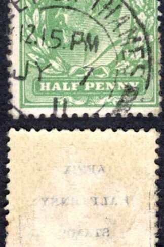 SG271 1/2d Bright Green (fine impression) 7th July 1911 CDS Harrison P14 Cat 170