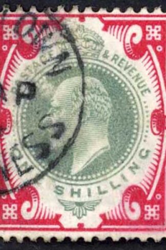 SG257 1/- Dull Green and Carmine DLR Cat 40 pounds