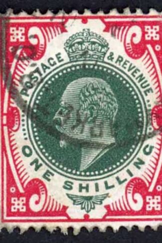 SG313 1/- Deep Green and Scarlet Somerset House Cat 40 pounds