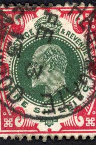 SG313 1/- Deep Green and Scarlet Somerset House Cat 40 pounds