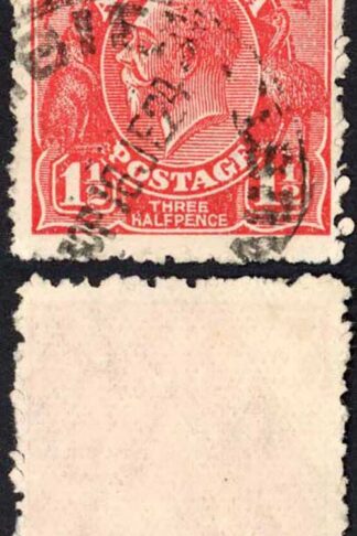 Australia 1924-5 SG 77a 1 1/2d scarlet large single wmk very thin paper VFU