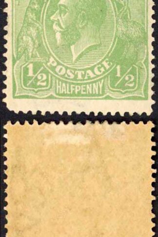 Australia 1918-20 SG 48a 1/2d green THIN FRACTION at right mint cat 100 pounds