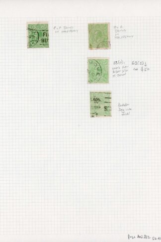 Australia 1918-20 SG 48 1/2d green group of identified varieties used