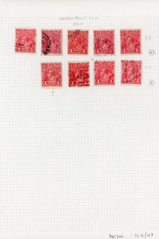 Australia 1914-20 1916-18 SG 21 47 compartment line flaws used group of 9