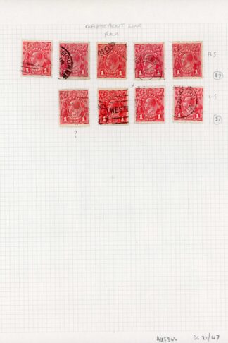 Australia 1914-20 1916-18 SG 21 47 compartment line flaws used group of 9