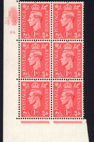 KGVI 1d Pale Scarlet L42 82 dot M/M scarce