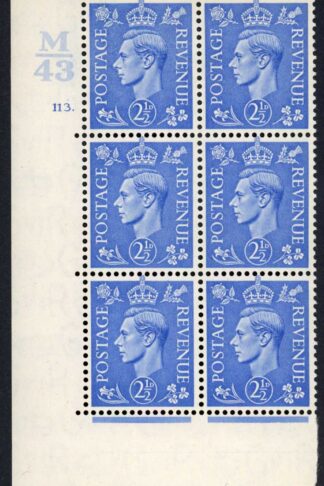 KGVI 2 1/2d Light Ultramarine M43 113 dot M/M