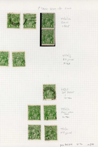 Australia 1924-5 SG 76 1d sage-green 2nd wmk mint and used flaws group