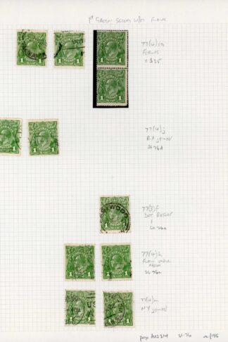 Australia 1924-5 SG 76 1d sage-green 2nd wmk mint and used flaws group