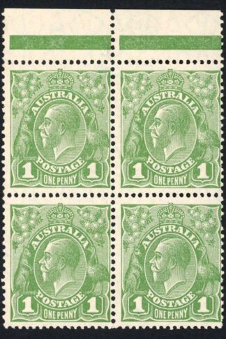 Australia 1926-30 SG 95b 1d die II P 13 1/2 x 12 1/2 mint block of 4
