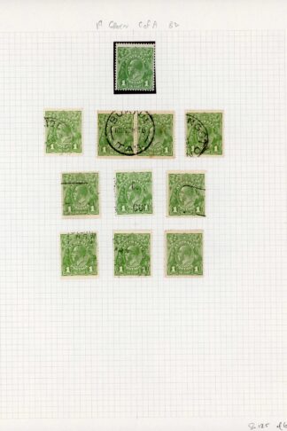 Australia 1926-30 SG 95 1d die I P 13 1/2 x 12 1/2 mint and used flaws group