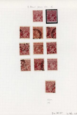Australia 1918-23 SG 59 59a 1 1/2d red-brown mint and used group cat 32 pounds