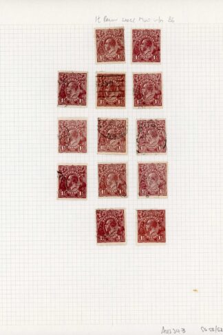 Australia 1918-20 SG 52 52a 1 1/2d red-brown mint and used group c 52+ pounds