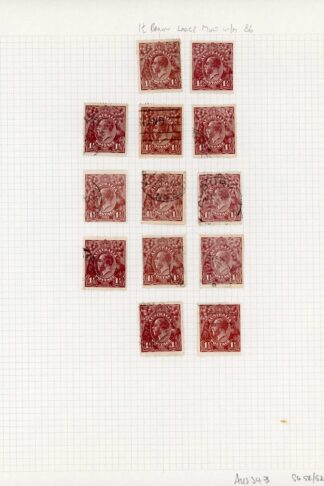 Australia 1918-20 SG 52 52a 1 1/2d red-brown mint and used group c 52+ pounds