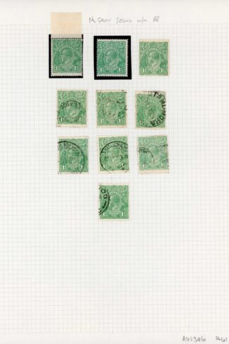 Australia 1918-23 SG 61 1 1/2d green mint and used group cat 28 pounds