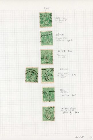 Australia 1918-23 SG 61 1 1/2d green used group of 7 identified flaws