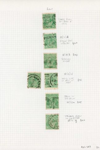 Australia 1918-23 SG 61 1 1/2d green used group of 7 identified flaws