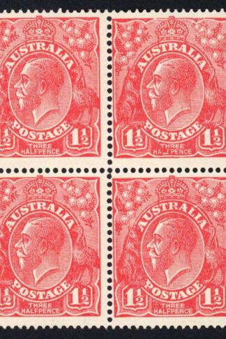 Australia 1924-5 SG 77b/c 1 1/2d scarlet HALEPENCE and thin RAL flaws UM