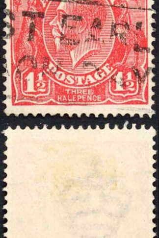 Australia 1924-5 SG 77b 1 1/2d scarlet HALEPENCE flaw used cat 38 pounds