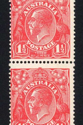 Australia 1924-5 SG 77b/c 1 1/2d scarlet HALEPENCE and thin RAL flaws VFM pair
