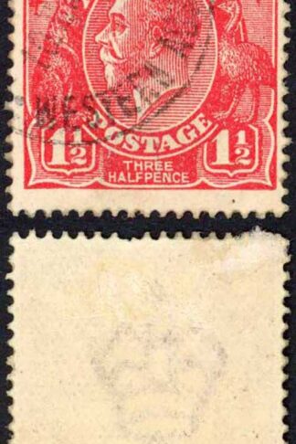 Australia 1924-5 SG 77c 1 1/2d scarlet thin RAL flaw VFU cat 38 pounds
