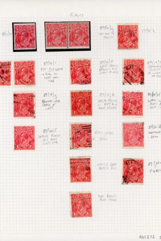 Australia 1924-5 SG 77 1 1/2d scarlet 2nd wmk mint and used group of flaws