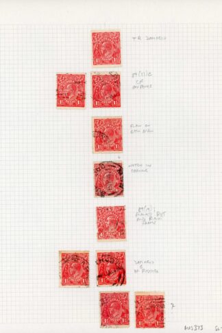 Australia 1924-5 SG 77 1 1/2d scarlet 2nd wmk used group of identified flaws