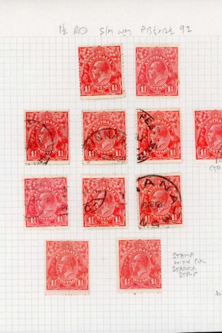 Australia 1926-30 SG 96 1 1/2d scarlet P 13 1/2 x 12 1/2 mint and used group
