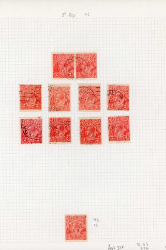 Australia 1918-23 SG 62 O72 2d rose-scarlet used group cat 19 pounds