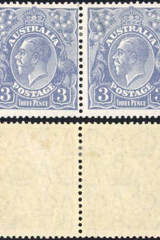 Australia 1926-30 SG 100 3d dull ultramarine P 13 1/2 x 12 1/2 type A/B VFM pair