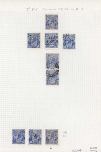 Australia 1926-30 SG 100b 3d deep ultramarine die II mint and used group