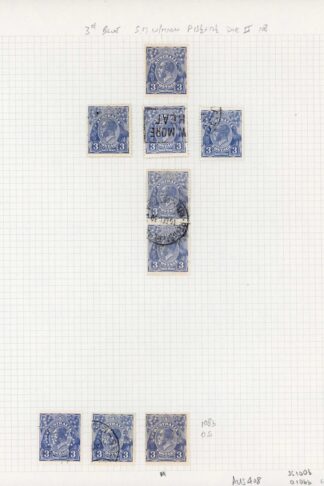 Australia 1926-30 SG 100b 3d deep ultramarine die II mint and used group