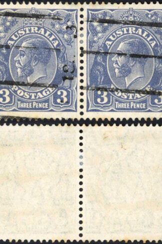 Australia 1926-30 SG 100b 3d deep ultramarine die II flaw on R in used pair