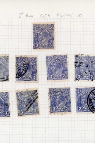 Australia 1931-6 SG 128 3d ultramarine wmk C of A mint and used group