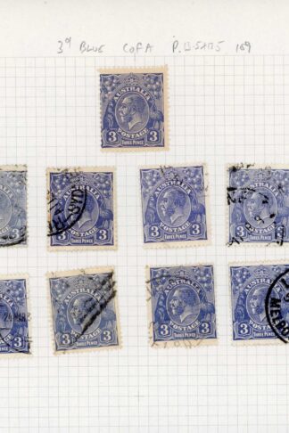 Australia 1931-6 SG 128 3d ultramarine wmk C of A mint and used group
